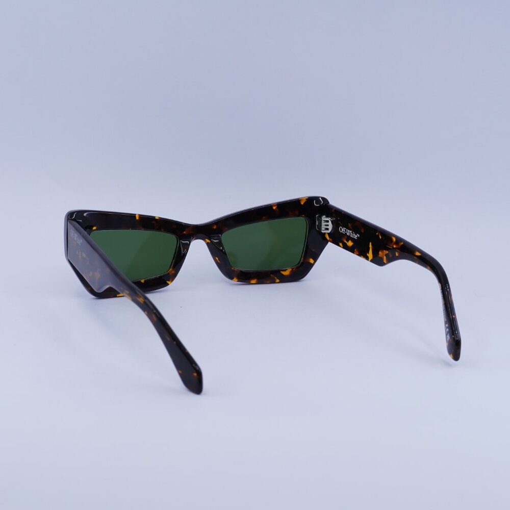 Off-White OERI137 AURORA 6055 Sunglasses Havana Cat Eye Frame, Green Lenses - Picture 6 of 11